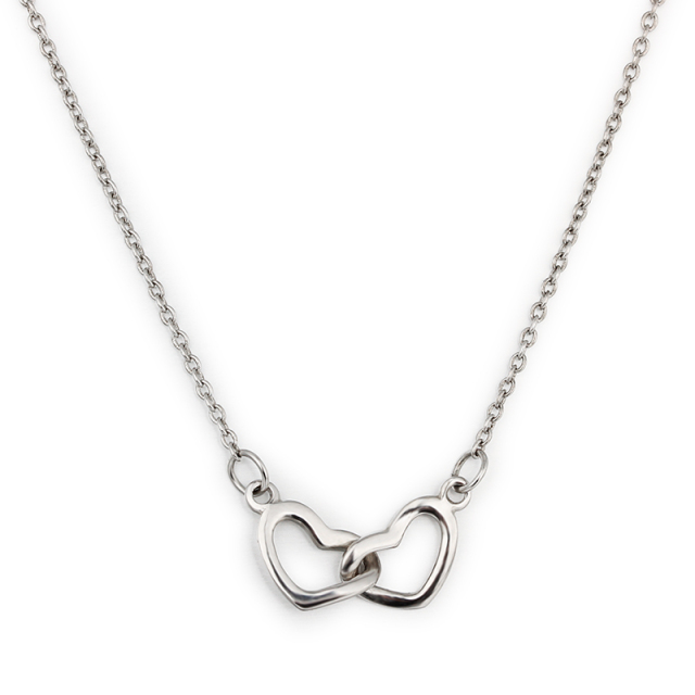 925 Sterling Silver Interlocking Hearts Pendant Necklace