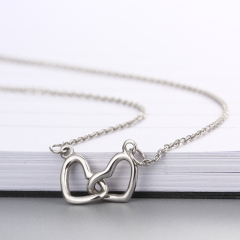 925 Sterling Silver Interlocking Hearts Pendant Necklace