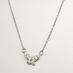 925 Sterling Silver Butterfly CZ Stones Necklaces