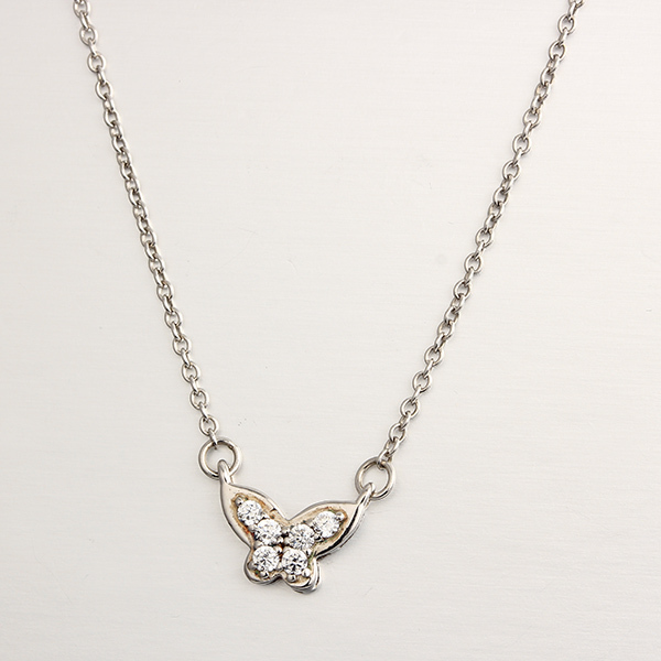 925 Sterling Silver Butterfly CZ Stones Necklaces
