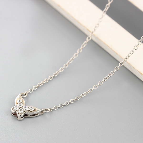925 Sterling Silver Butterfly CZ Stones Necklaces