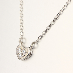 925 Sterling Silver CZ Stones Heart Pendants Necklaces