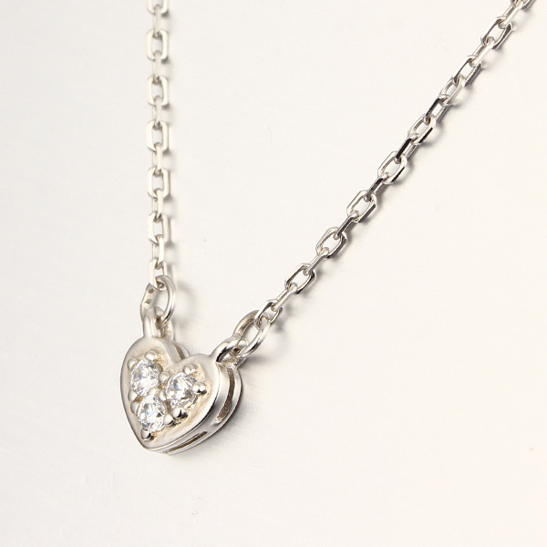 925 Sterling Silver CZ Stones Heart Pendants Necklaces