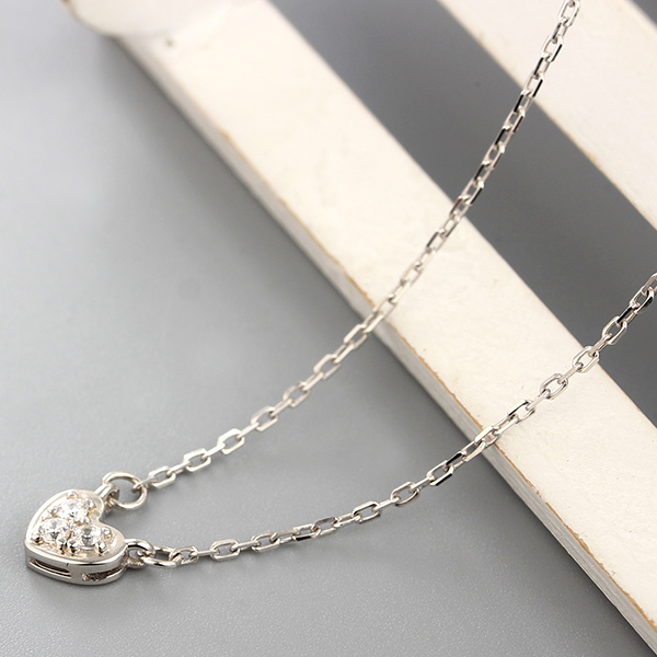 925 Sterling Silver CZ Stones Heart Pendants Necklaces