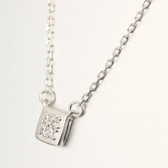 925 Sterling Silver Cubic Square CZ Stones Necklaces