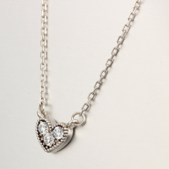 925 Sterling Silver Delicate Heart CZ Stones Pendants Necklaces