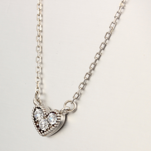 925 Sterling Silver Delicate Heart CZ Stones Pendants Necklaces