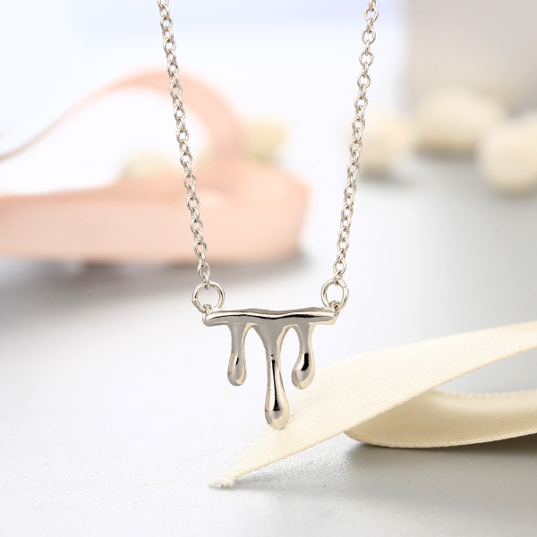 925 Sterling Silver Flowing Water Shape Pendants Necklaces