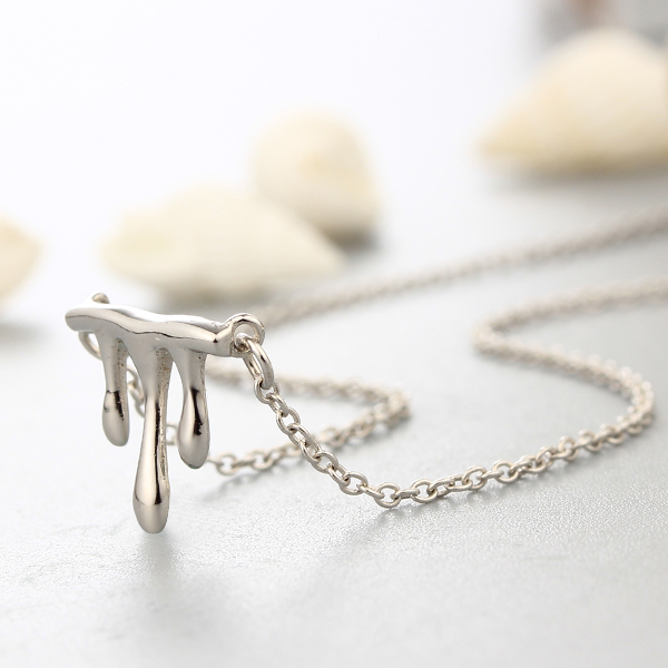 925 Sterling Silver Flowing Water Shape Pendants Necklaces