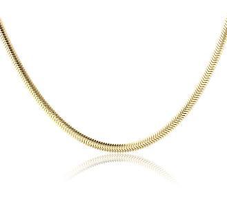 925 Sterling Silver Gold Herringbone Chain Choker Necklace