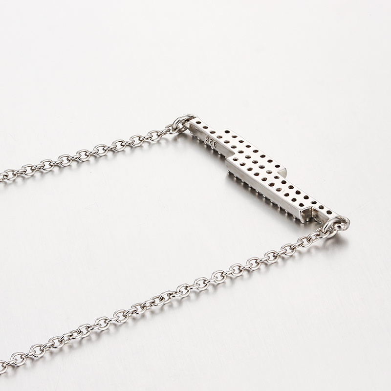 925 Sterling Silver Cubic Zirconia 3 Line Charm Necklaces