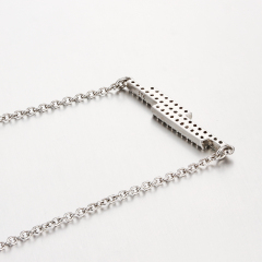 925 Sterling Silver Cubic Zirconia 3 Line Charm Necklaces