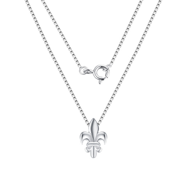 925 Sterling Silver Fleur De Lis Symbol Pendant Necklaces