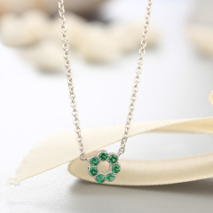 925 Sterling Silver CZ Stones Flower Charm Necklaces