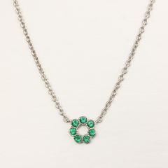 925 Sterling Silver CZ Stones Flower Charm Necklaces