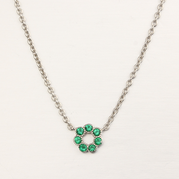 925 Sterling Silver CZ Stones Flower Charm Necklaces
