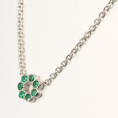 925 Sterling Silver CZ Stones Flower Charm Necklaces