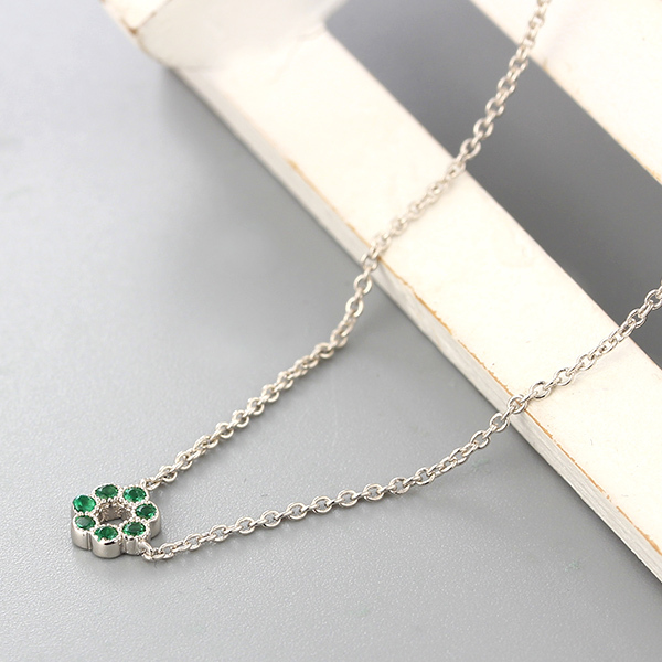 925 Sterling Silver CZ Stones Flower Charm Necklaces