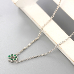 925 Sterling Silver CZ Stones Flower Charm Necklaces