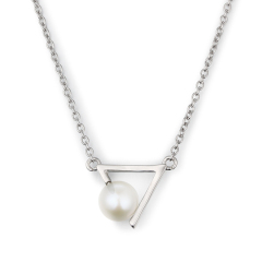 925 Sterling Silver Triangle Clip Pearl Charm Necklaces
