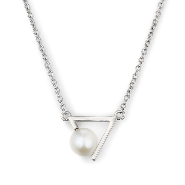925 Sterling Silver Triangle Clip Pearl Charm Necklaces