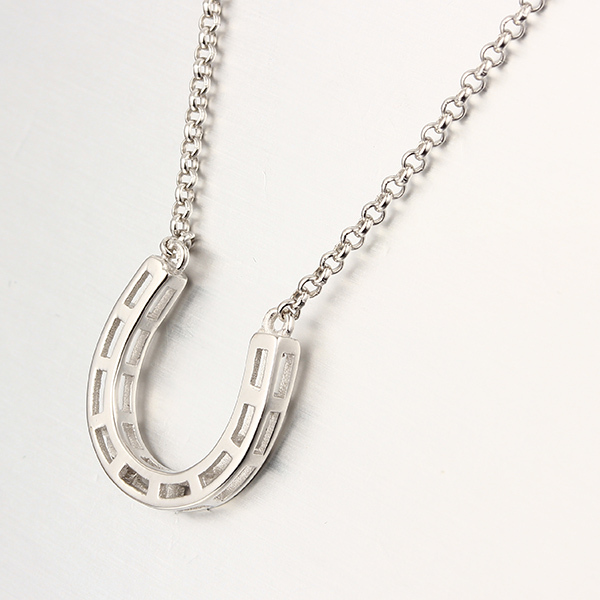 925 Sterling Silver Small U Horseshoe Pendant Necklaces