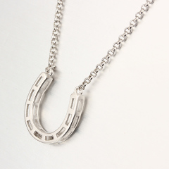 925 Sterling Silver Small U Horseshoe Pendant Necklaces