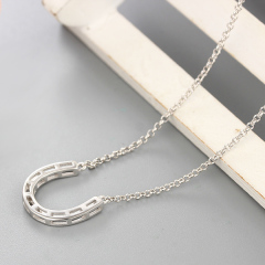 925 Sterling Silver Small U Horseshoe Pendant Necklaces