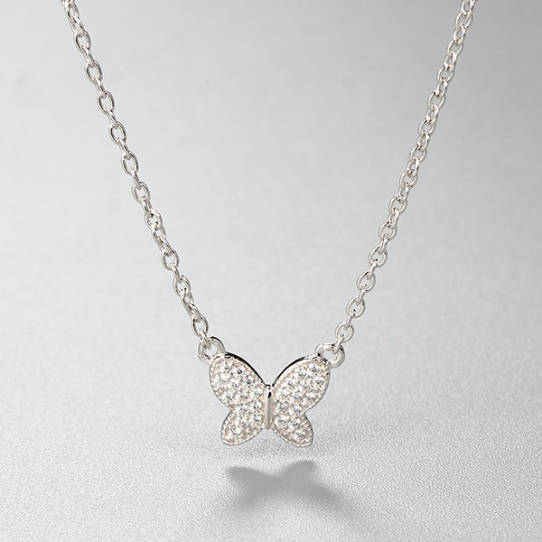 925 Sterling Silver Butterfly Charm Necklace