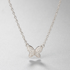 925 Sterling Silver Butterfly Charm Necklace