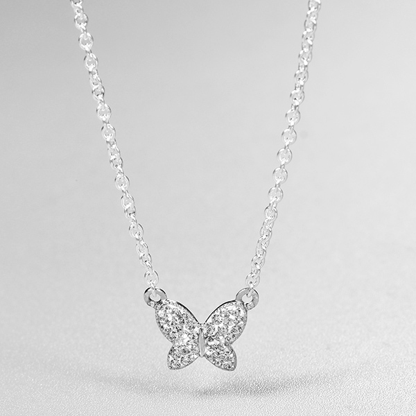 925 Sterling Silver Butterfly Charm Necklace