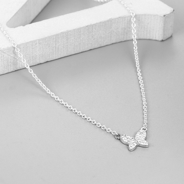 925 Sterling Silver Butterfly Charm Necklace