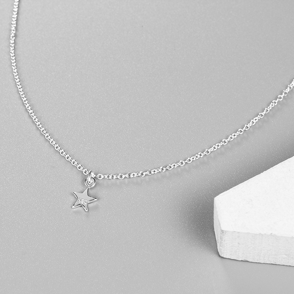 925 Sterling Silver Simple Star Necklace
