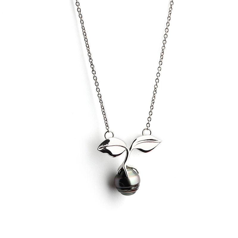 Silver Half Pearl CZ Adjustable Necklace