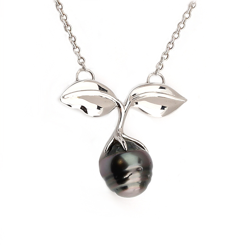 Silver Half Pearl CZ Adjustable Necklace