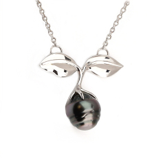 Silver Half Pearl CZ Adjustable Necklace