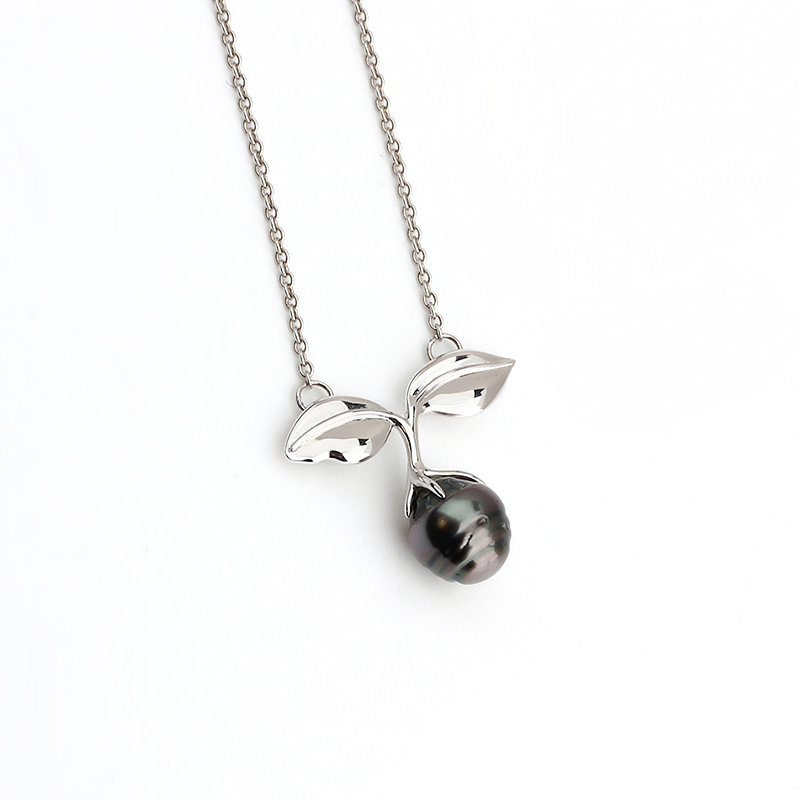 Silver Half Pearl CZ Adjustable Necklace