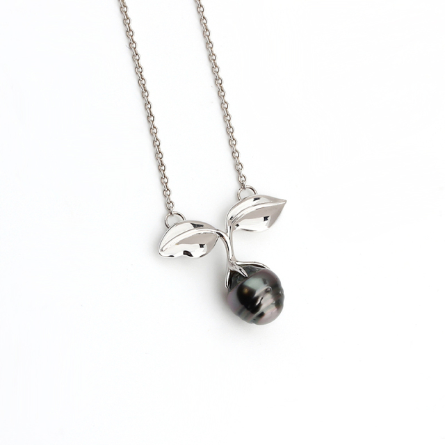 Silver Half Pearl CZ Adjustable Necklace