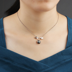 Silver Half Pearl CZ Adjustable Necklace