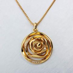 925 Sterling Silver CZ Flower Necklace