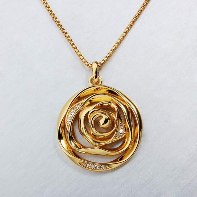 925 Sterling Silver CZ Flower Necklace