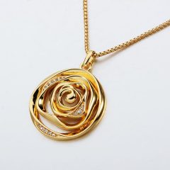 925 Sterling Silver CZ Flower Necklace