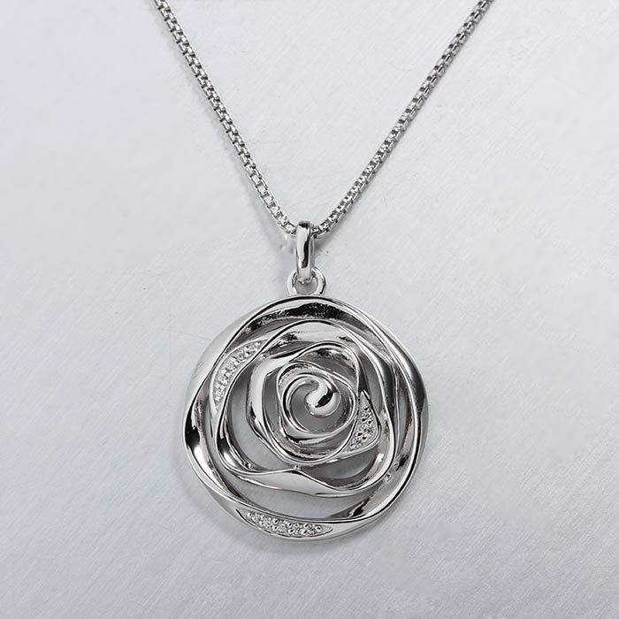925 Sterling Silver CZ Flower Necklace