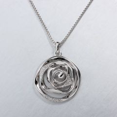 925 Sterling Silver CZ Flower Necklace