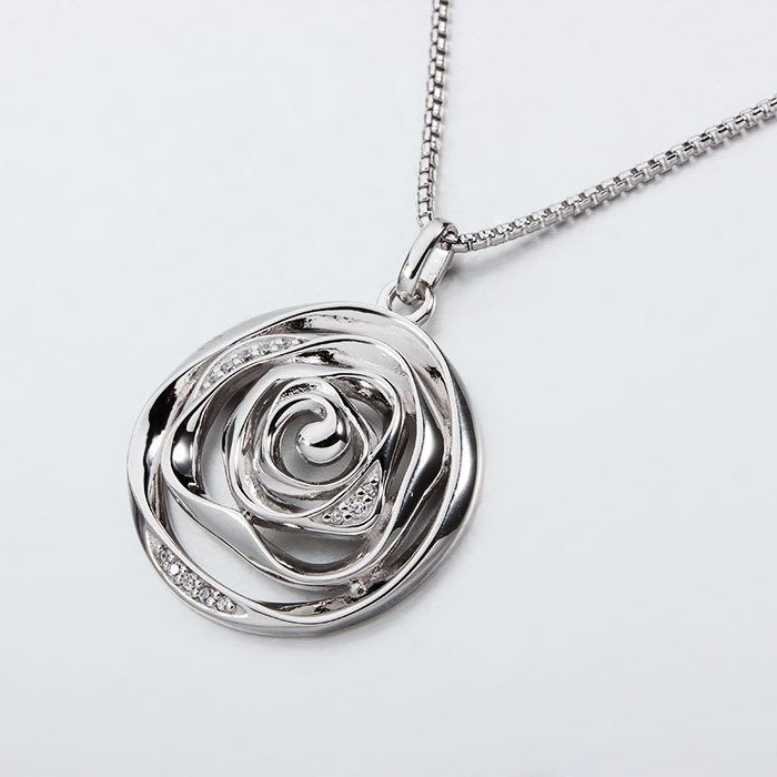 925 Sterling Silver CZ Flower Necklace