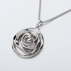 925 Sterling Silver CZ Flower Necklace