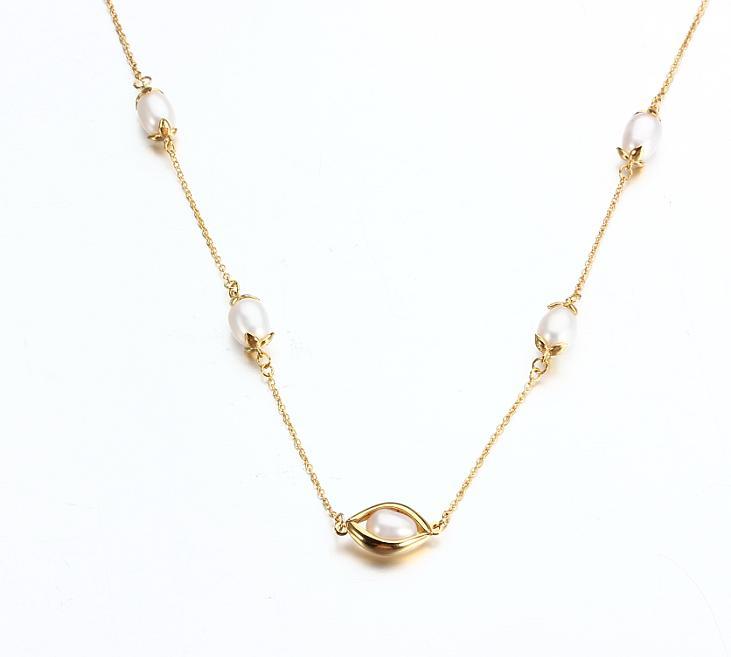 925 Sterling Silver Sweater Chain Pearl Necklace