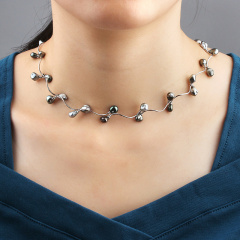 Sterling Silver Vintage Black Pearl Link Necklace