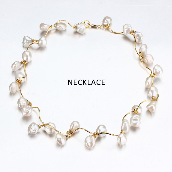 925 Sterling Silver Baroque Pearl Floral Necklace