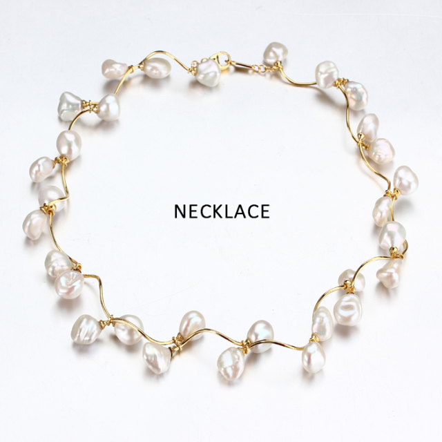 925 Sterling Silver Baroque Pearl Floral Necklace